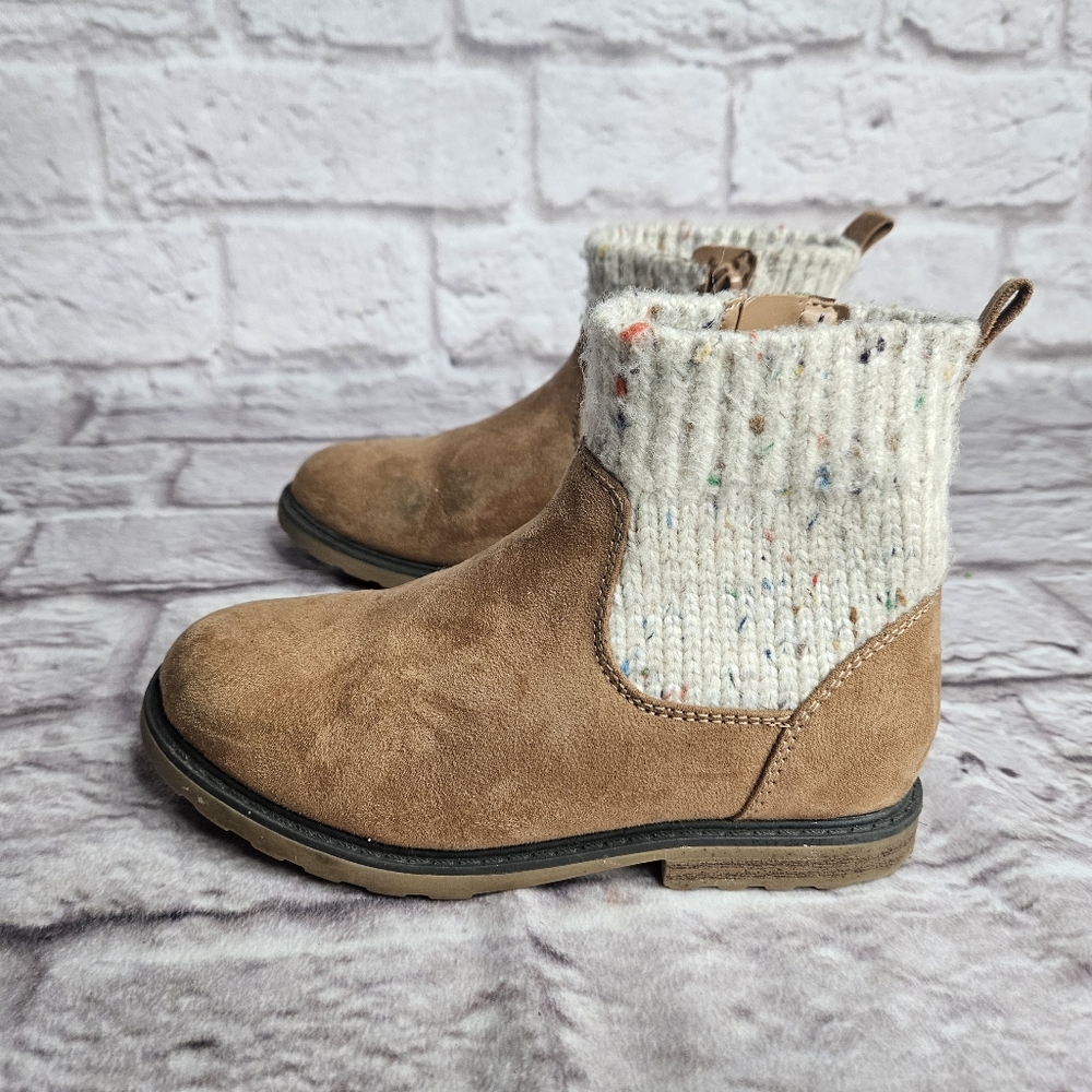 Cat & Jack Girls Size 11 Tan Shoes Side Zip